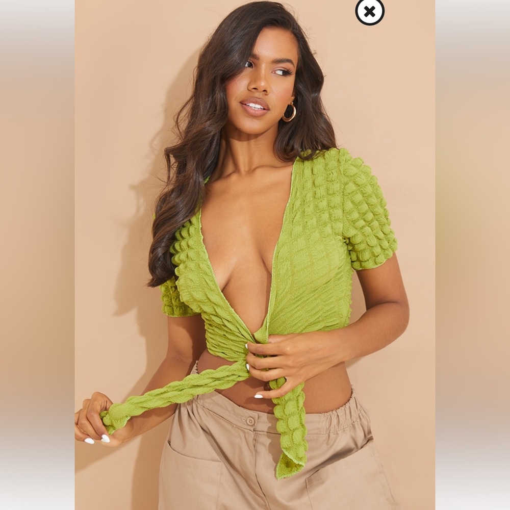 Olive popcorn texture shirt